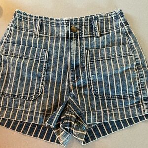American Eagle Outfitters Blue Striped Jean Shorts